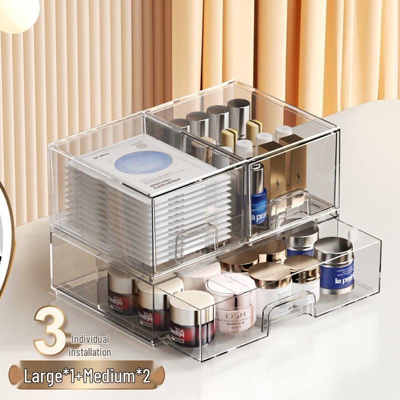 Transparent Stackable Makeup Storage Box for Lipstick, Mask & Skincare