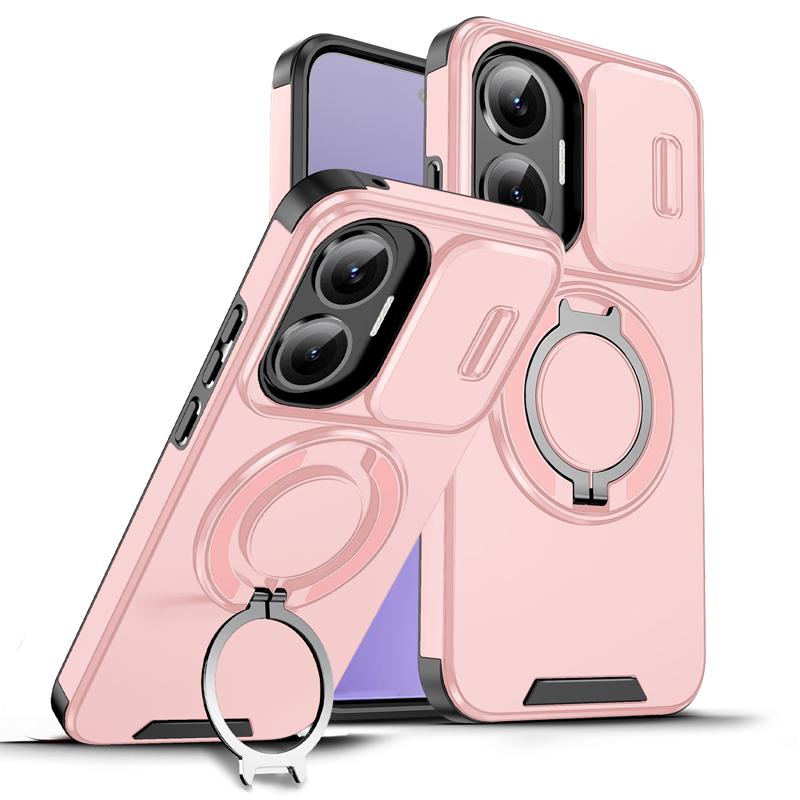 For Xiaomi POCO F7 Case Heavy Duty PC+TPU Ring Car Mount Magnetic Stand Slide Camera Cover for Redmi Turbo 4 Pro