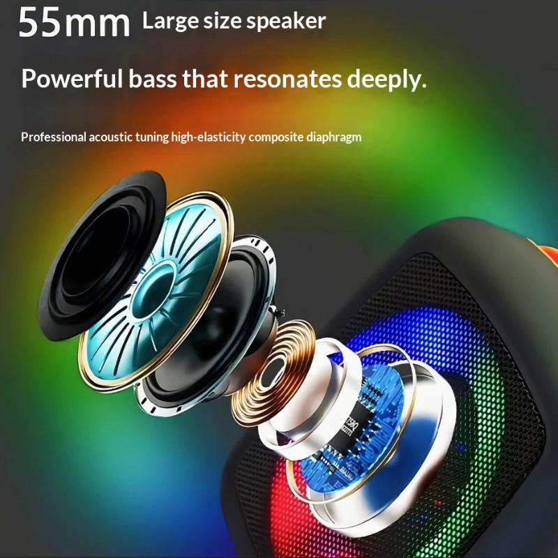 Mini Portable Bluetooth Speaker With Phone Holder, Rgb Lights, Super Bass & 10H Playtime For Travel