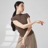 Yuoku Short Sleeve Ballet Blouse with High Stretch Top for Practice and Classical Ballroom Dance Costume High Women's Neck, Lessons, Dance, (Size L,