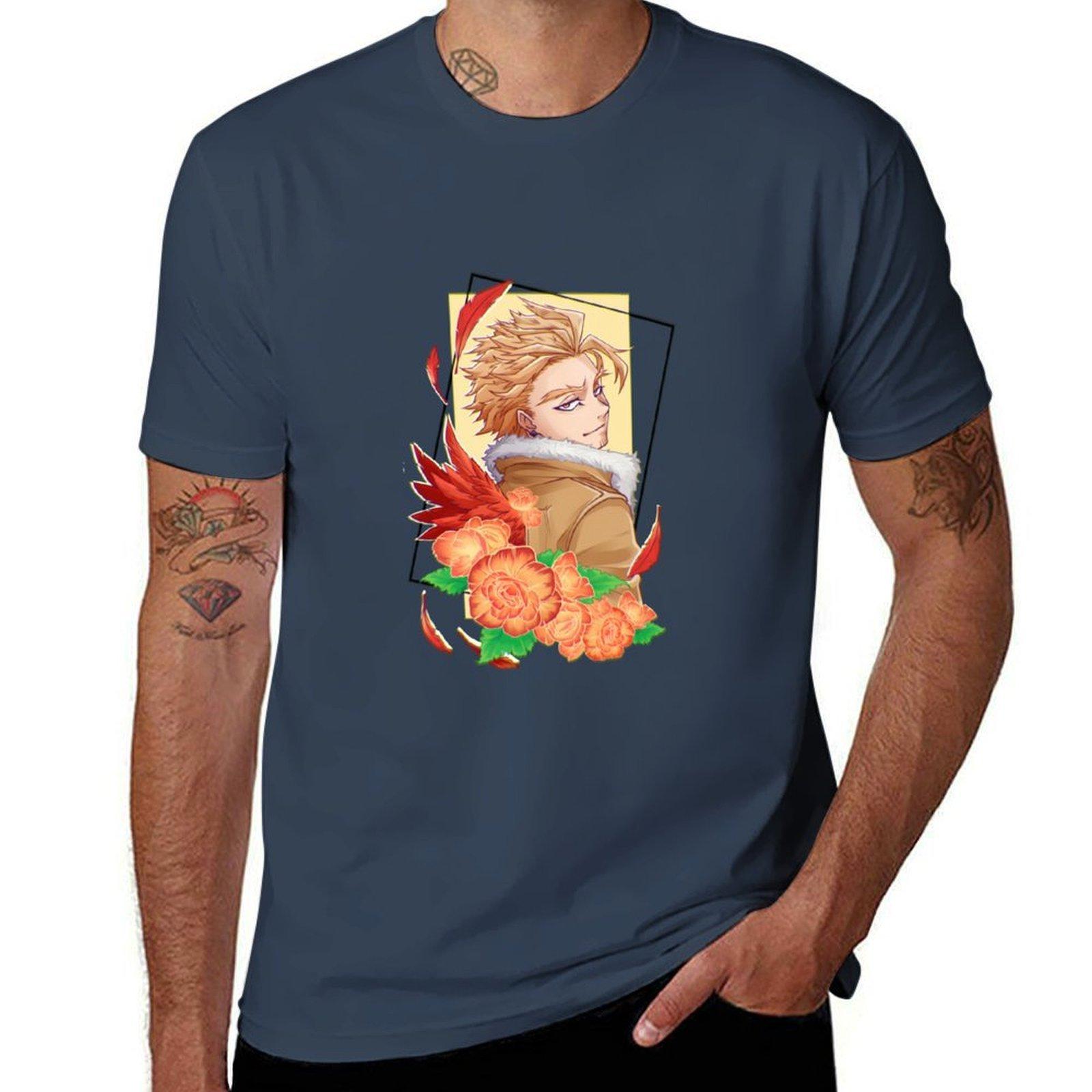 Bnha Hawks In Begonia Flowers Tshirt Big Size Short Sleeve Casual Top S