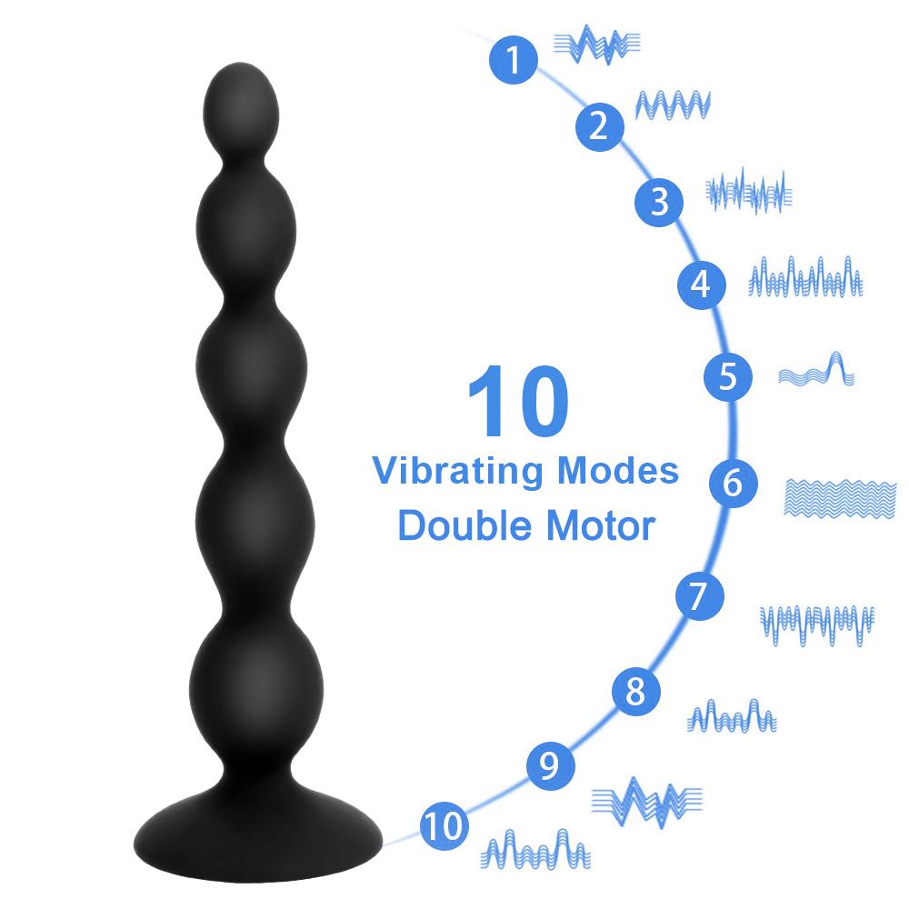 Remote Control Vibrator Prostate Massage Sex Toy For Men Women Anal Vibrator 10 Speed Anal Beads Butt Plug Stimulator Dual Motor Erotic Toy