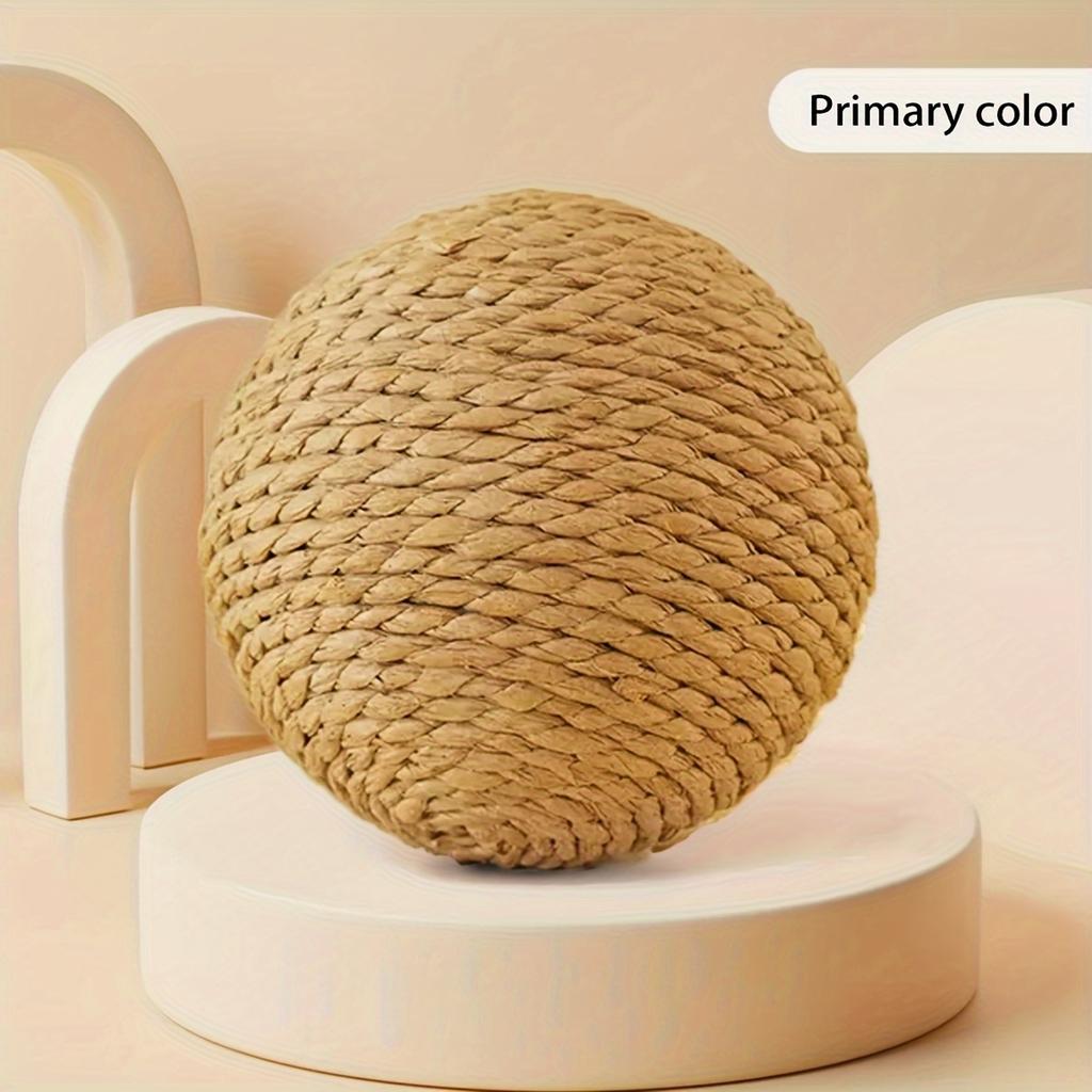 Interactive Sisal Cat Scratching Ball - 10.16cm Durable, Sound-Making Toy for Endless Fun & Exercise, Ideal for Large Breeds