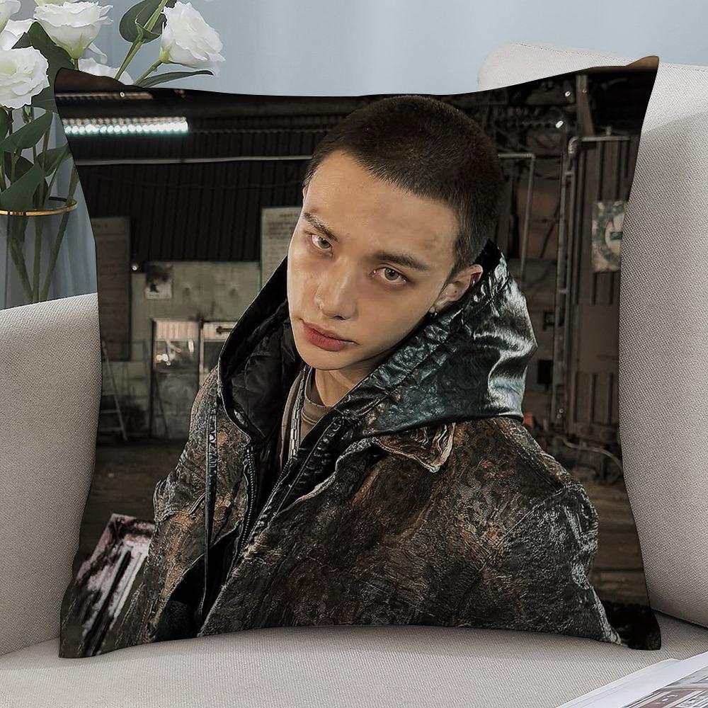 

H-Горячий KPOP айдол h-Хёнджин Наволочка Короткий плюш Диван Декоративный Подарок Дом Двусторонняя печать Подушка 18x18in 45x45cm