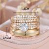 Female Luxury Crystal White Zircon Stone Engagement Ring Sets Cute Wedding Jewelry For Women