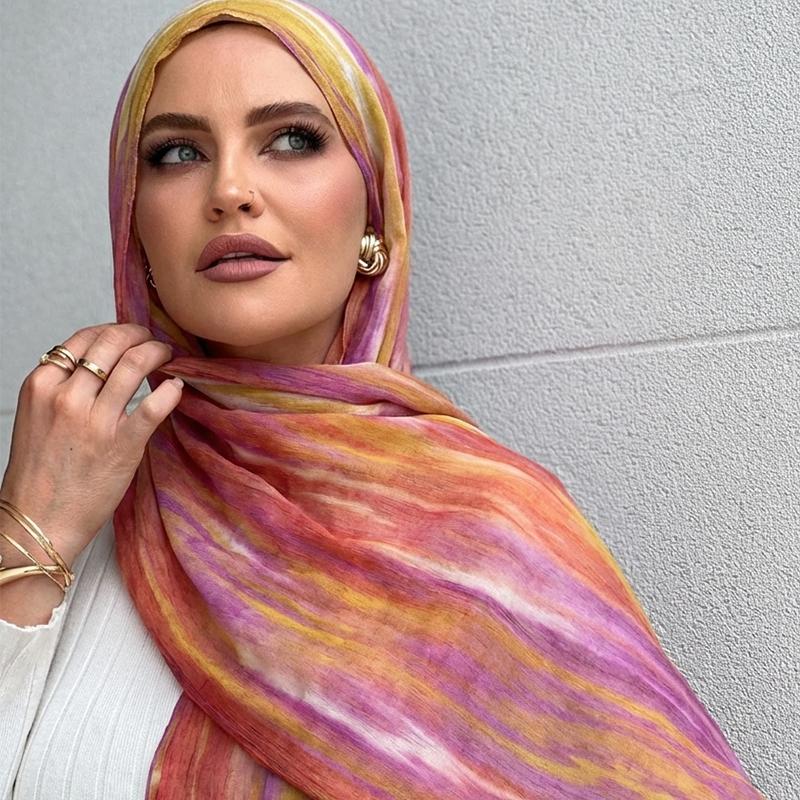 Watercolor Modal Hijab Scarf Floral Printed Muslim Cotton Rayon Hijab Women Scarf Islam Turban Shawl Wrap Ramadan Headscarf