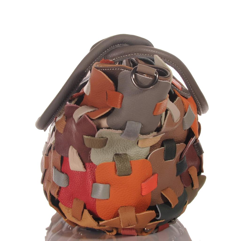 Stylish Women's Shopper Made of Genuine Leather In Patchwork Design