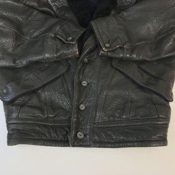 Made in Italy Vintage Boa Collar Leather Riders Jacket Men’s L Black(USED)