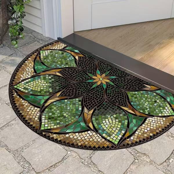 Half Round Floor Mat Suitable for Porch and Living Room Decoration Machine Washable