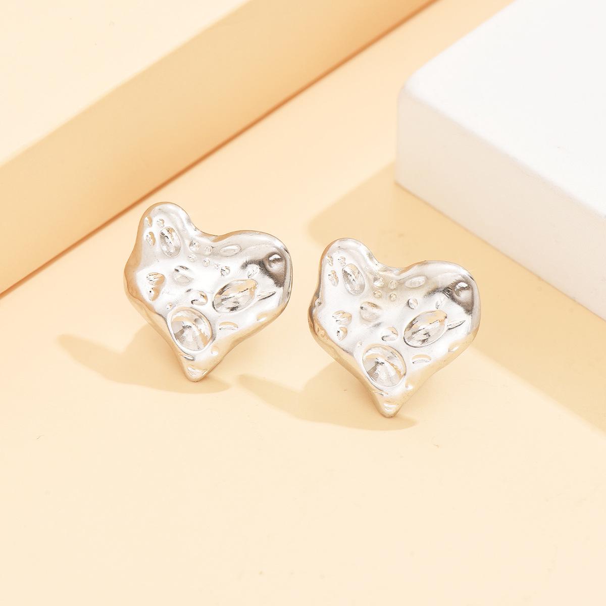 Vintage Baroque Irregular Heart-Shaped Stainless Steel Earrings
