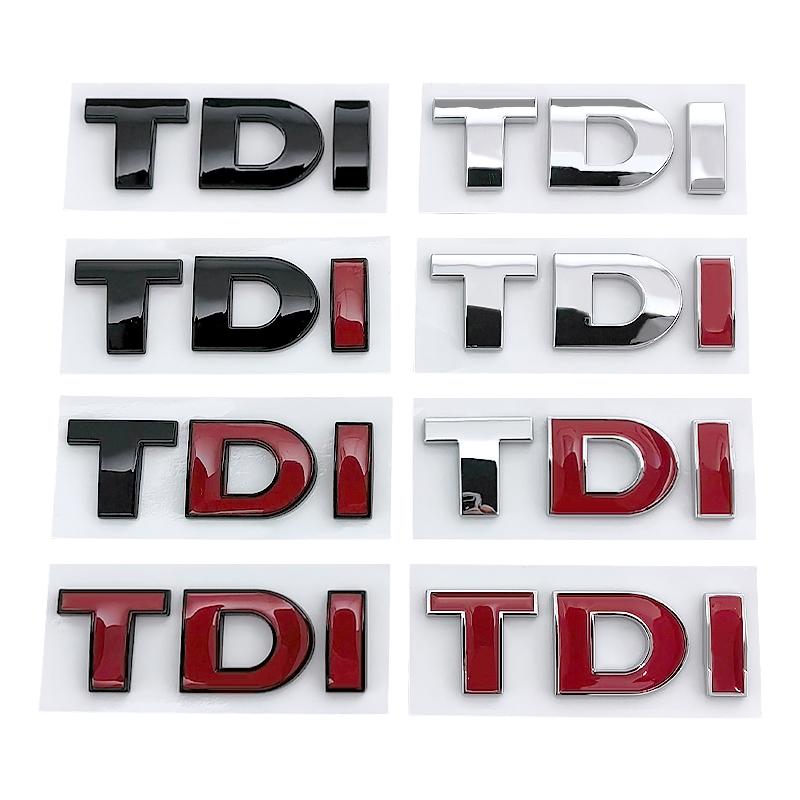 3D ABS Black Red Logo TDI Emblem Letters Decal Car Rear Trunk Badge TDI Sticker for VW Accessories zd4