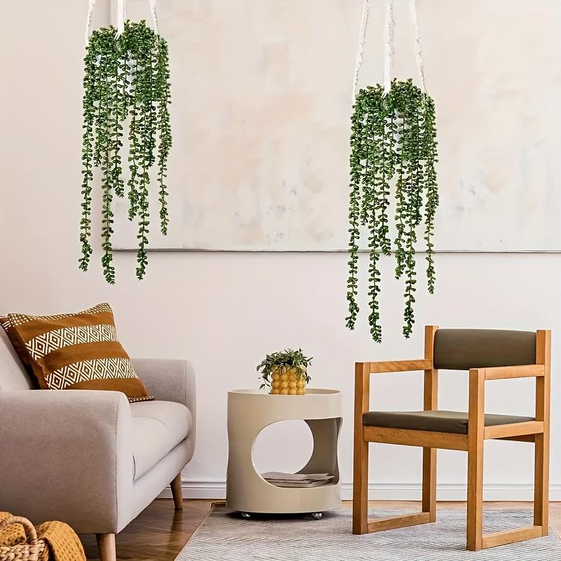 2/3/4/5/6PCS  Artificial Succulent Hanging Plants - Fake String of Pearls Greenery - Home and Garden Decor - Indoor/Outdoor Deco