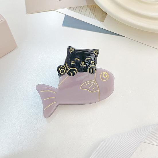 Girl Hair Clip Cartoon Cat Fish Shape Hair Claw Anti-slip Teeth Back Head Shower Hair Clip Hair Accessories