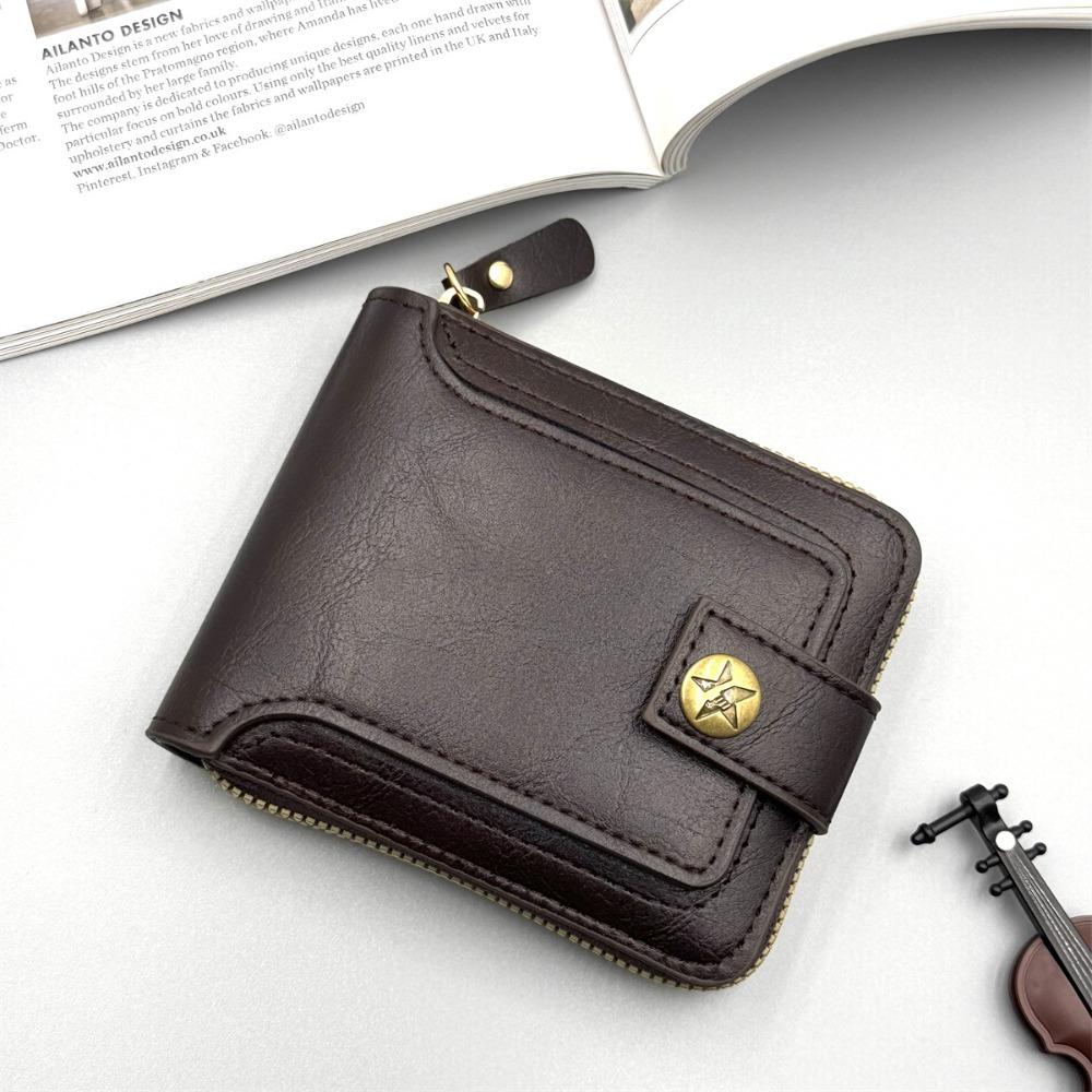Vintage Men's Wallet Hasp Zipper Clutch Storage Bag Portable Card Bag  Outgoing