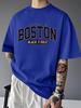 Vintage Boston Black And Gold Graphic Unisexs T Shirt Varsity City Letter Short Sleeve Crew Neck Cotton Tee Street Casual Top