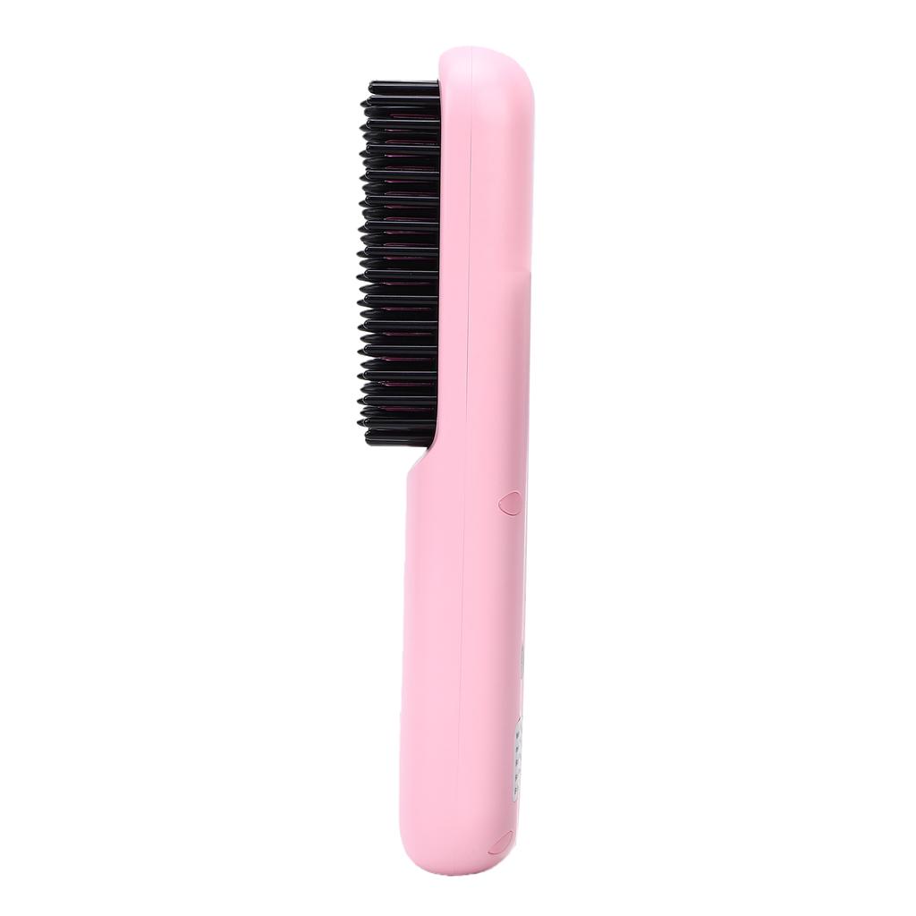 30W Cordless Hair Straightening Brush Portable Anti Scald Wide Fine Teeth Hair Straightener Curling Brush Pink