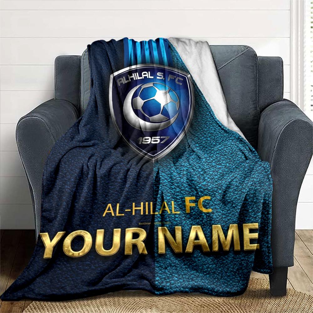 Name Custom Al-Hilal Print Flannel Blanket High Quality Warm Comfortable Cover for All Seasons Perfect for Gifts Home Decor