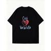 Cotton T Shirt White Cosi Va La Vita Heart Print Casual Everyday Wear