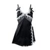 Thin Women's Sexy Lingerie Deep V Temptation Side Split Embroidery Suspender Nightdress Tie