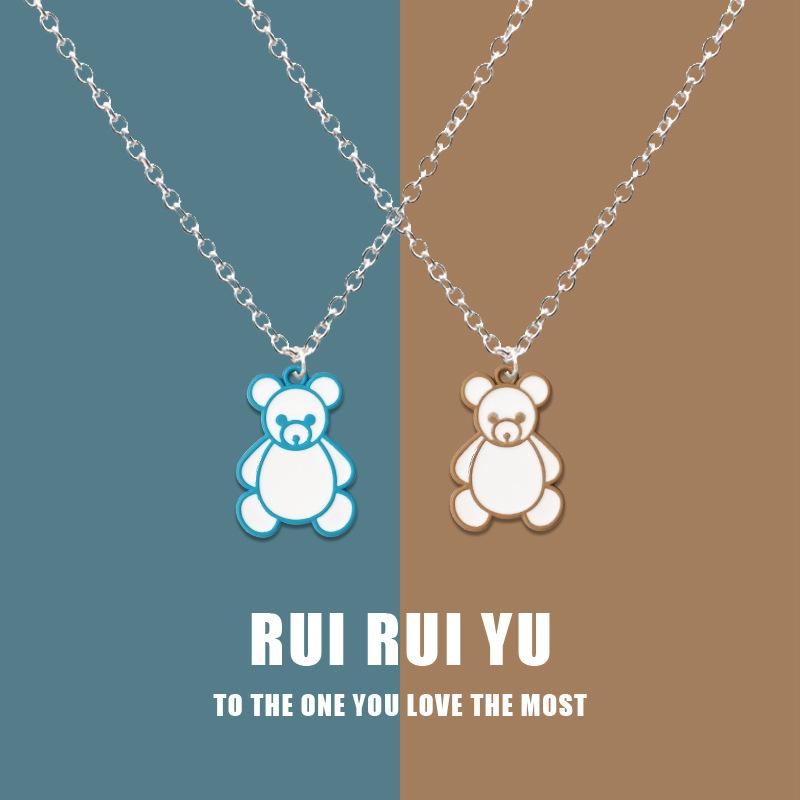 Outline Bear Necklace Pendant Necklace for Women Men Girlfriend Couple Lover Jewelry Gift