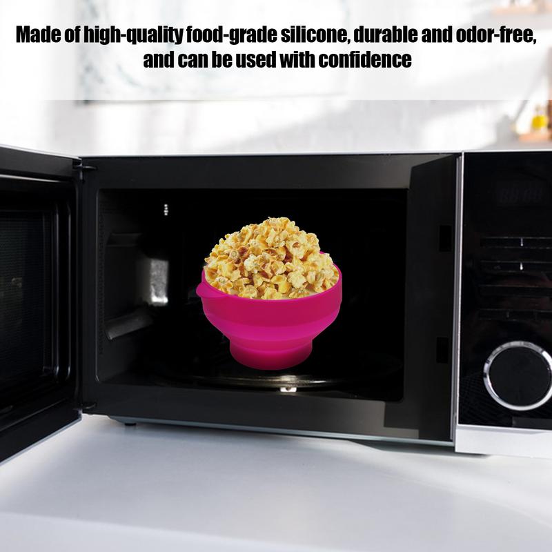Microwave Popcorn Bowl Bucket Silicone DIY Red Popcorn Maker with Lid Chips