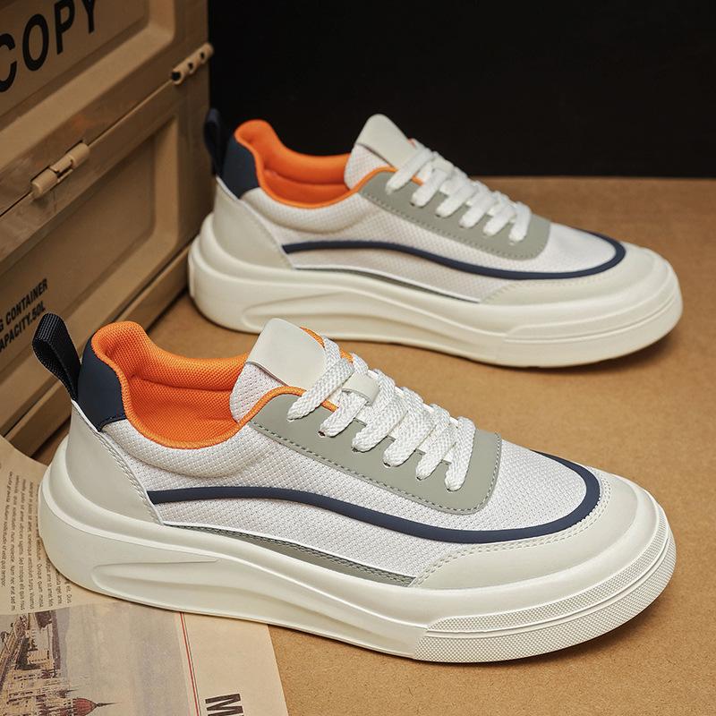 Light Luxury Niche Thick Baseplate Shoes Men's High Sense Summer New Low-top Versatile Mesh Casual Sports White Shoes