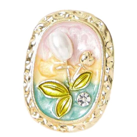 1 Par de Brincos de Tarraxa Flor Esmaltada para Mulheres, Brincos de Tarraxa Flor de Pérola Artificial Strass, Presente de Joia para Namorada Esposa Mãe Filha