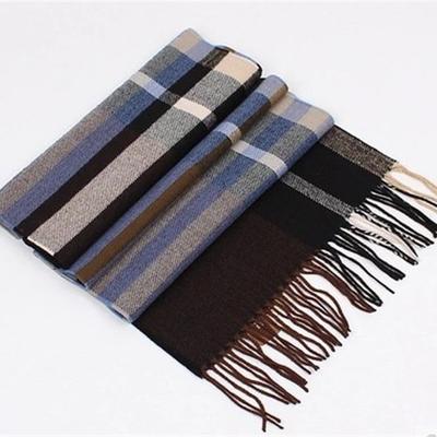 New Atmosphere Imitation Cashmere Plaid Tassel Scarf For Men In Autumn And Winter, With Thickened Velvet And Warm Neck