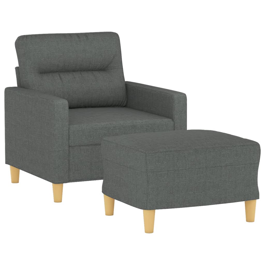 Vidaxl Armchair with Footrest, Dark Gray, 60 Cm, Upholstered In Fabric
