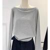 Slant Shoulder Long Sleeve Women's Clothing Style Interior Wide Truffle Shoulder Base Autumn Winter Shirt