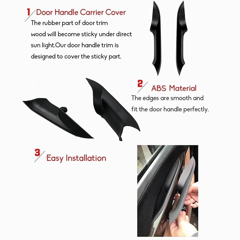 DT08 for BMW- 7 Series F02 2008-2014 Door Pull Handle Covers, Rear Door Handle Carrier Trim Cover Kit, Left+Right Rear