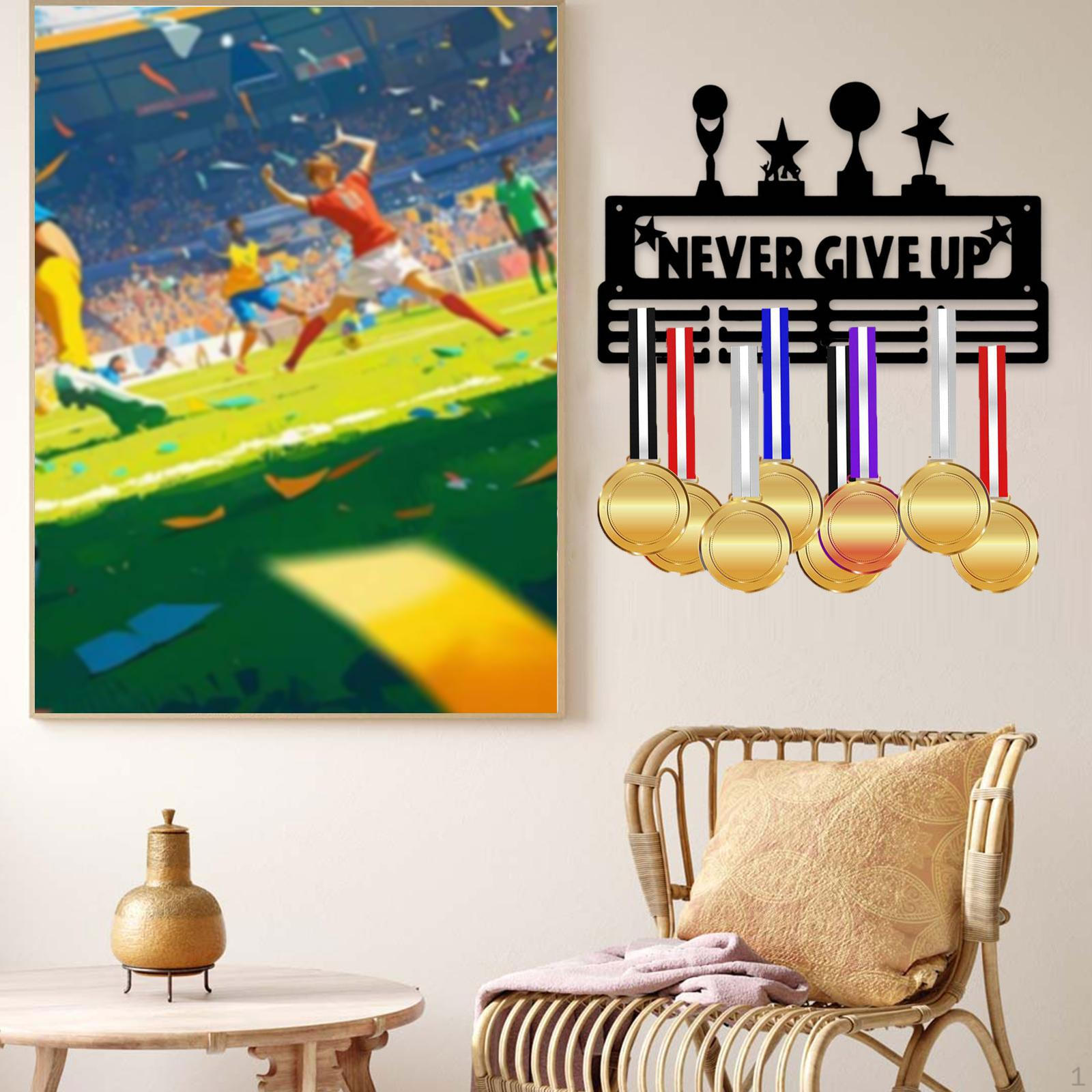 Medal Hanger Display Rack Gymnastics Plaques Holder Award Ribbon Organizer Height 18.74 cm
