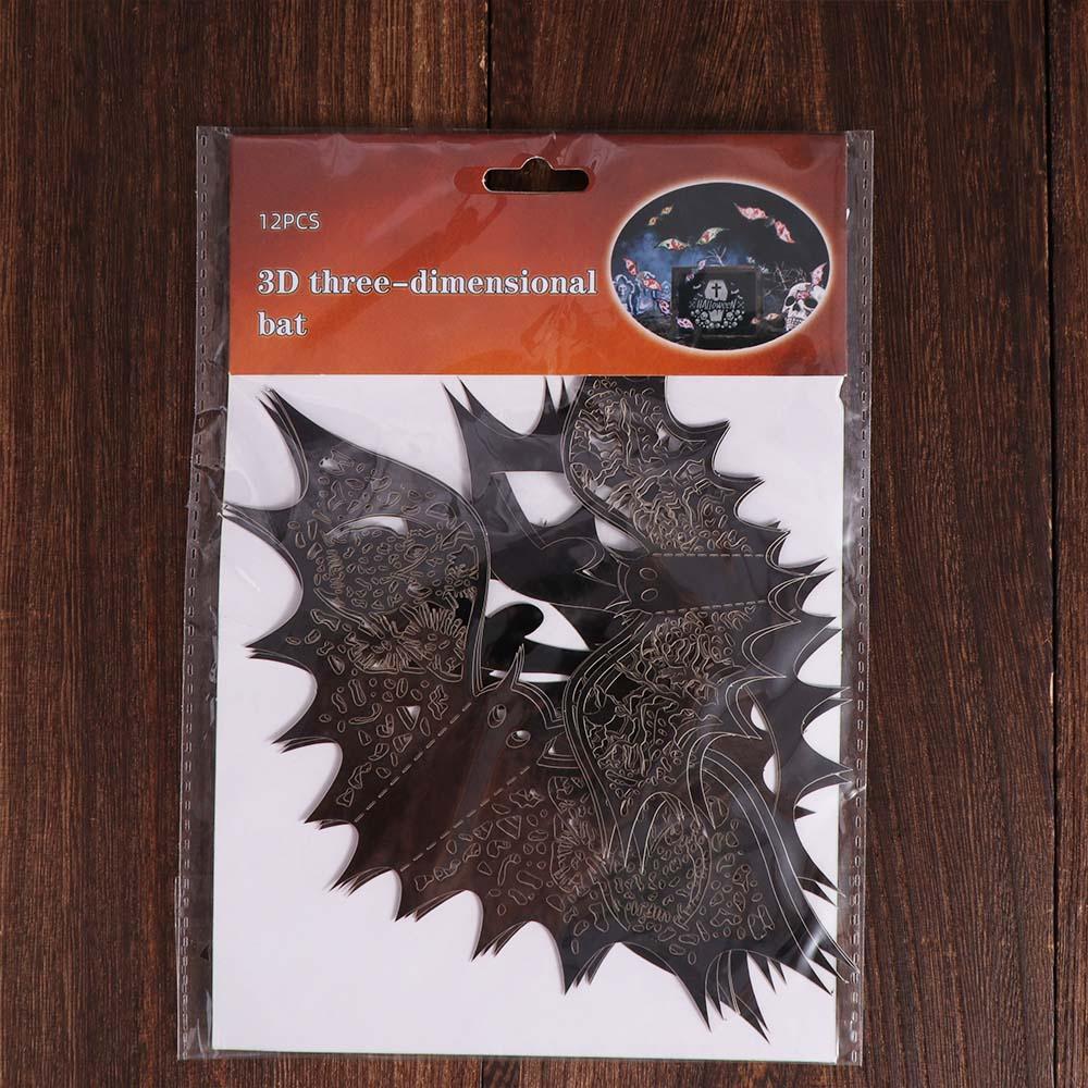12pcs Realistic 3D Bats Sticker Black Spooky Bat Decal Art Decals Bat Wall Sticker  Bar
