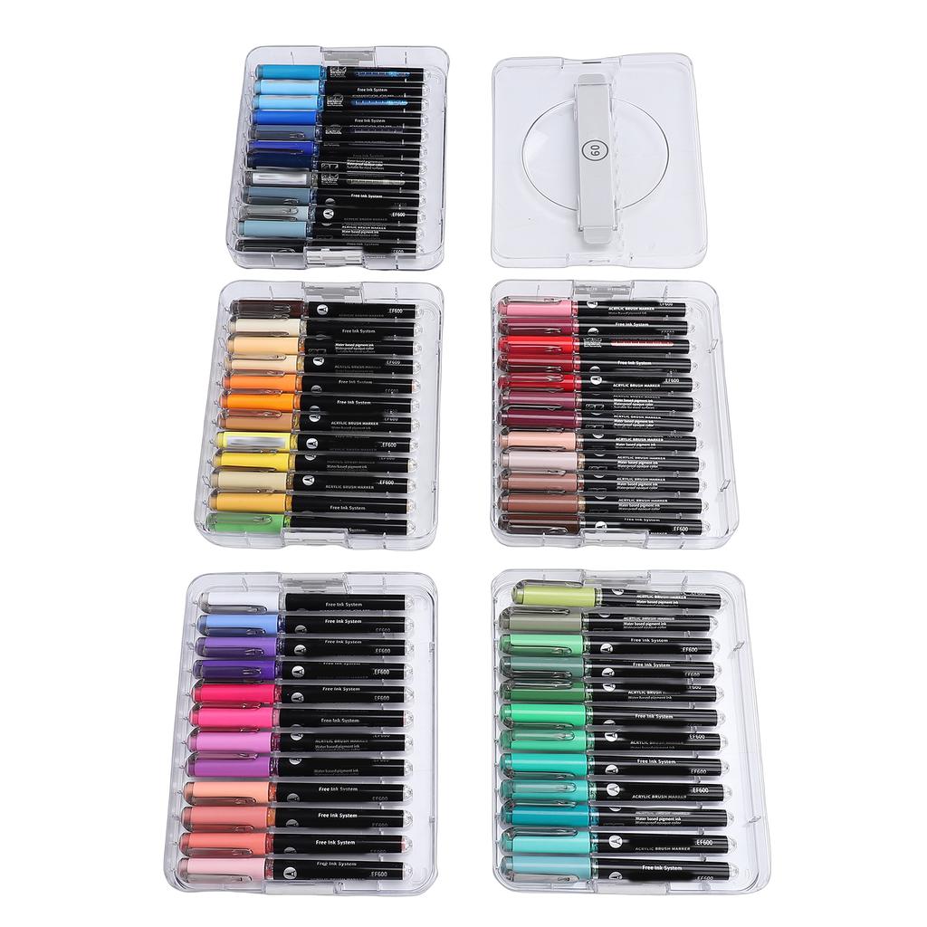Acrylic Paint Markers 60 Colors Set Professional Pens for Watercolor with Storage Box