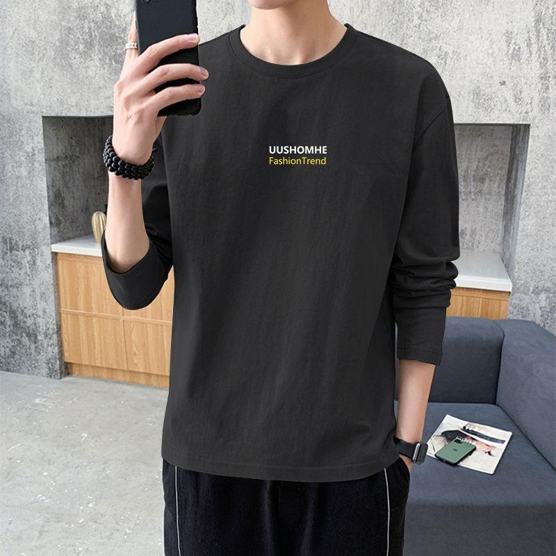 Tricouri cu mânecă lungă și gât rotund pentru bărbați Tricouri casual de primăvară-toamnă pentru bărbați Topuri casual Lenjerie de corp Tricou