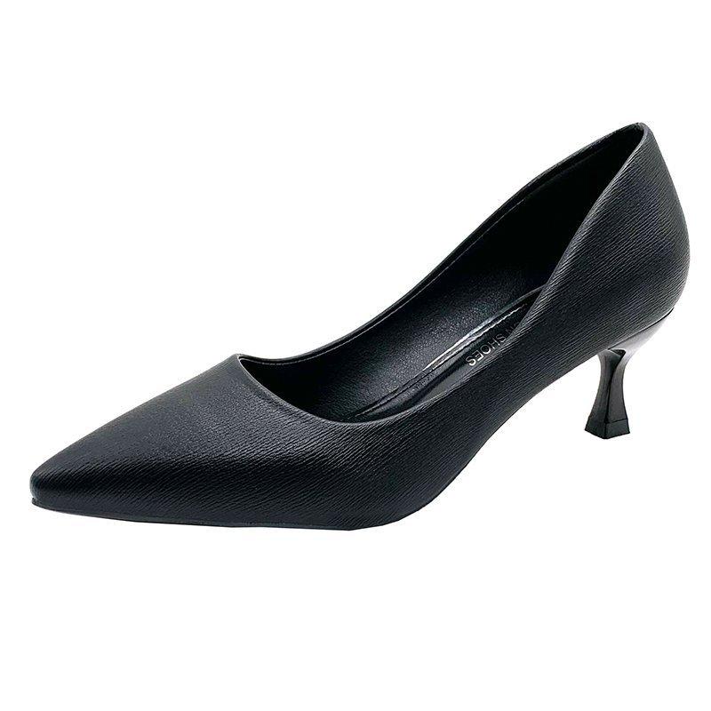 

2025 summer new sexy pointed side empty single shoes French girl high heels thin heel black versatile single shoes 34