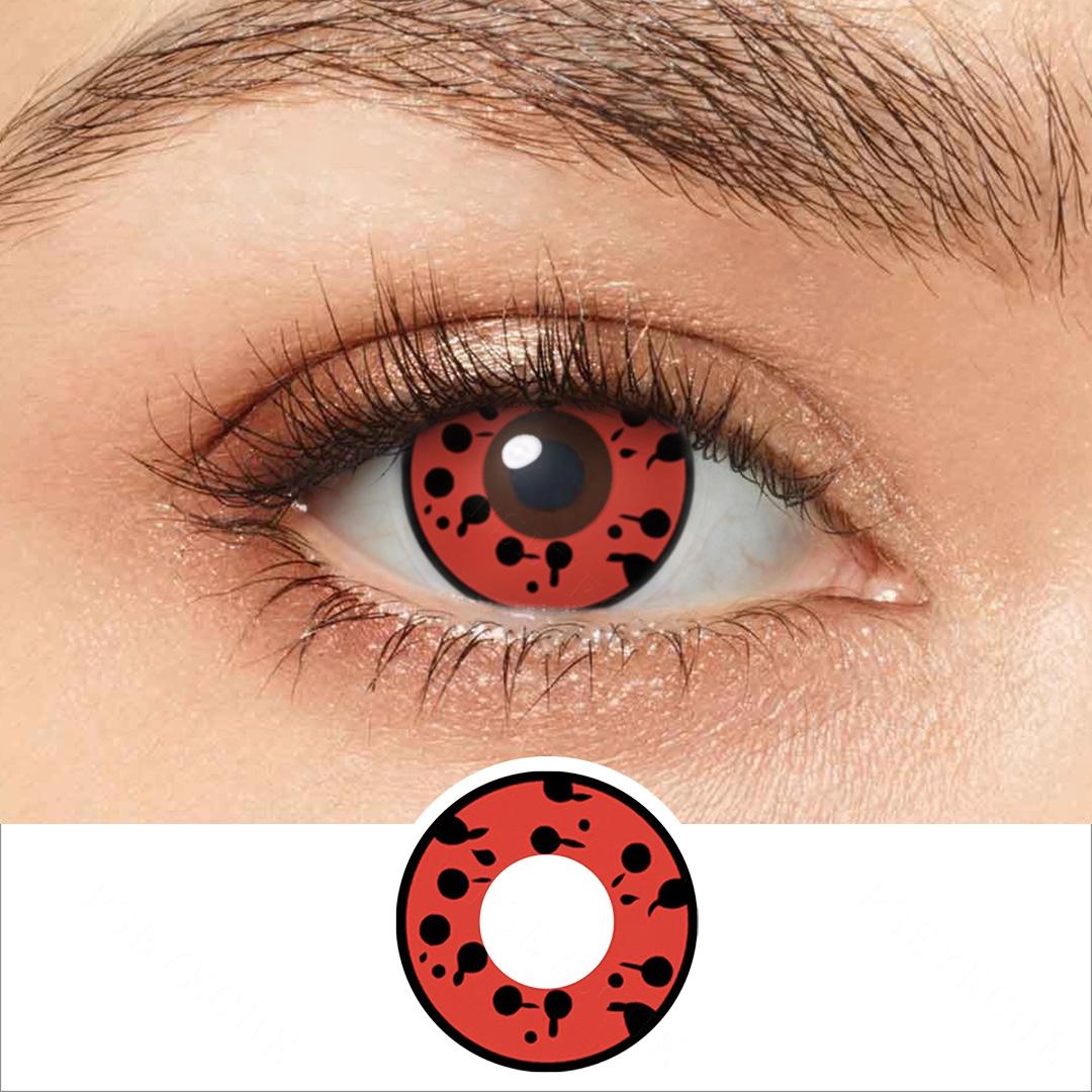 Pseyeche Demon Slayer Cospaly Kontaktní čočky Red White BioHazard Kontakty Red Daisy Halloween Kontaktní čočky Kompas Kontakty 14.0mm brown