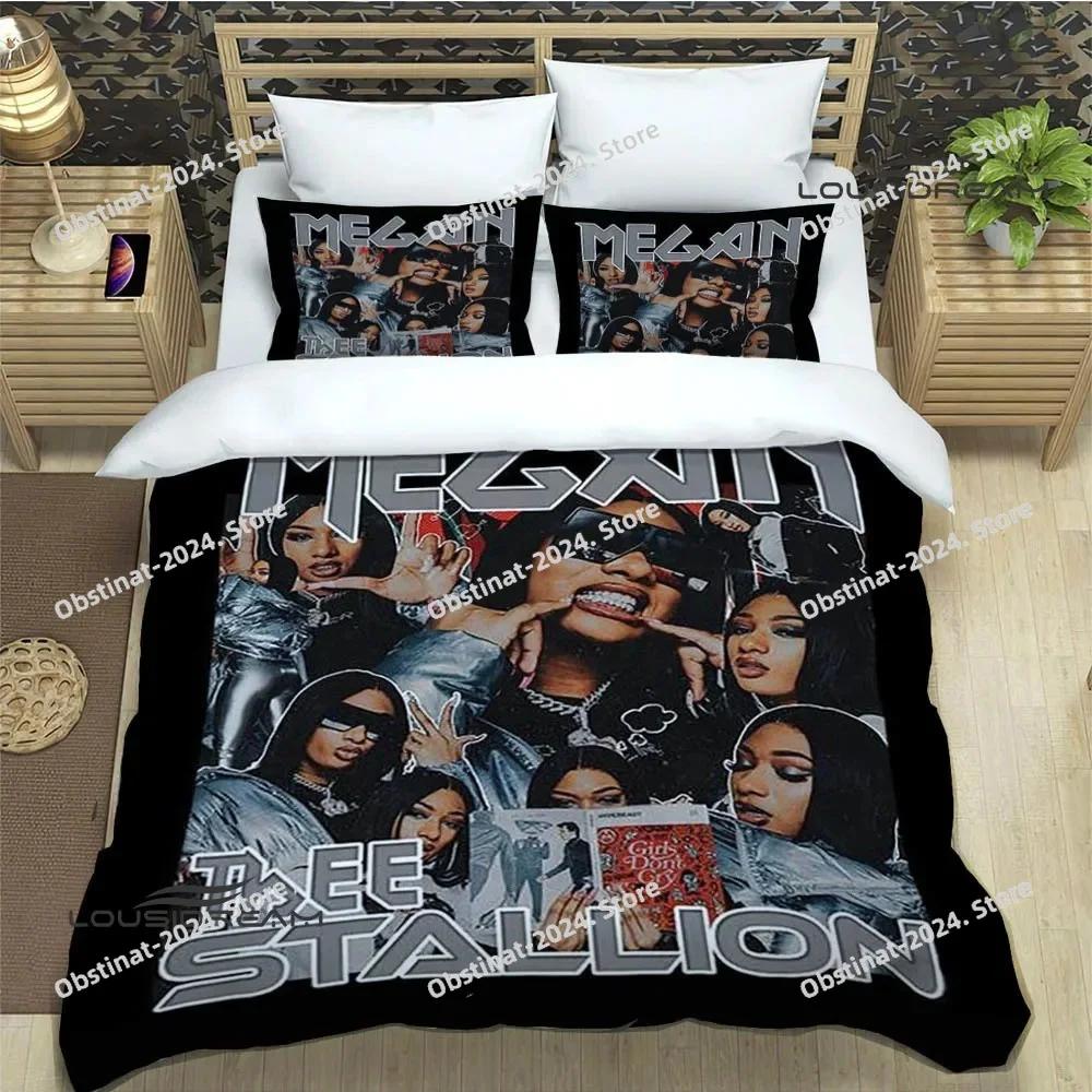 

Comforter Rapper Megan Thee Stallion Bedding Set Printed With Bed Single Double Queen Super King Size Luxury Gift Comforter (quilt)-EU Single(135*200cm)3pcs