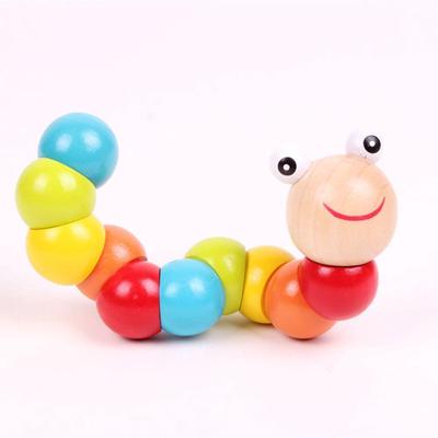 wooden worm baby toy