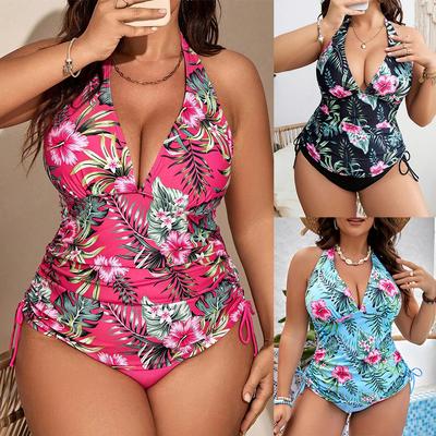 Bikiny větší velikosti Ženy Potisk Patchwork Plážové oblečení Plavky Móda Dvoudílná sada bikin Letní Brazílie Push Up Plavky Biquini