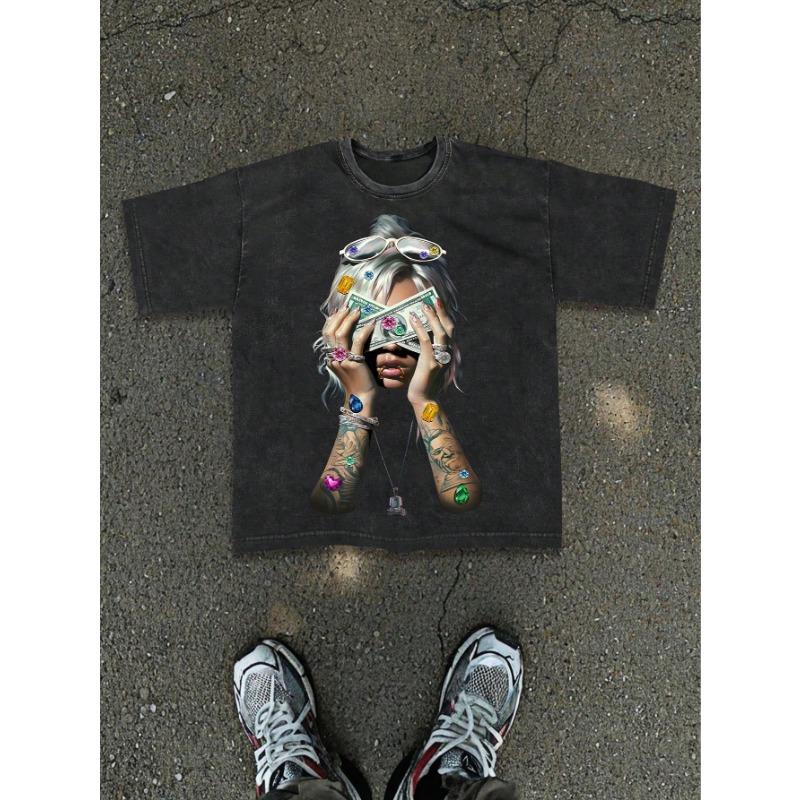 

Хлопковая футболка с коротким рукавом в стиле ретро, выстиранная, мужская футболка с коротким рукавом, уличный стиль, темная, мужская футболка с коротким рукавом S