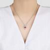 Women' SILVER Necklace Pendant Red Rose Cubic Zirconia Diamond