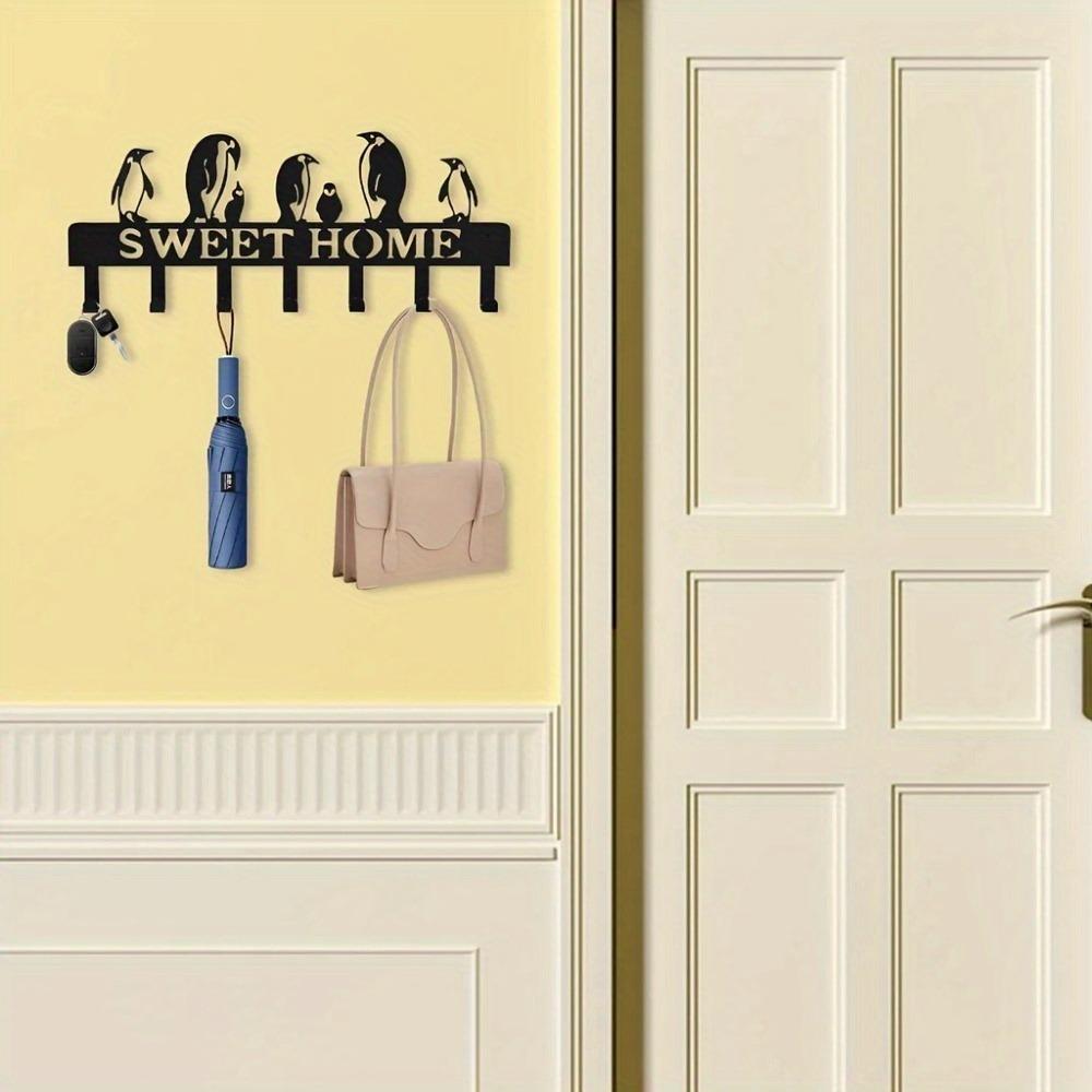 Iron Wall Hooks Set: Arctic Bird Design Key Coat Rack for Door Balcony
