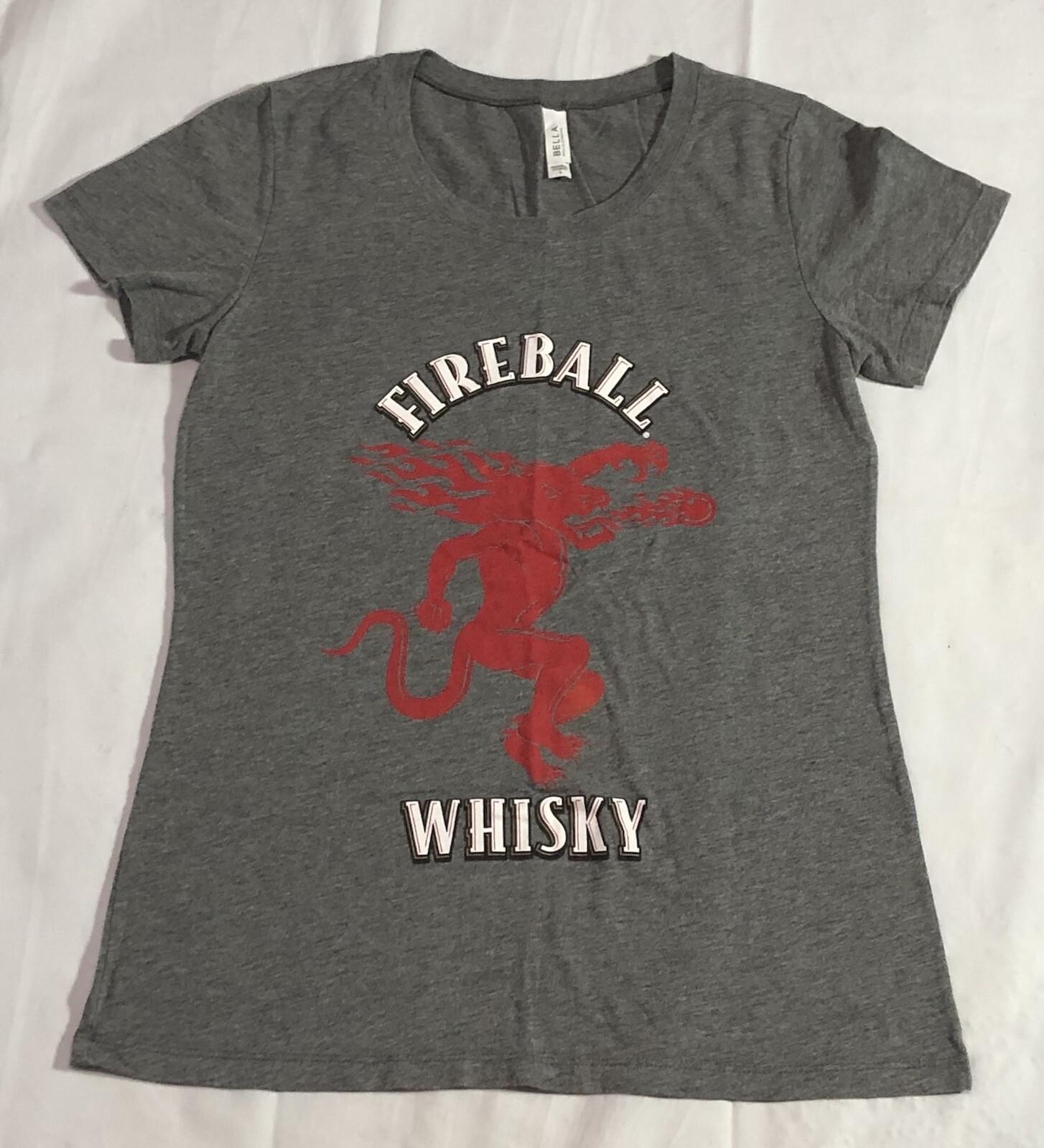 Fireball Whiskey T Shirt Women s Large Alcohol Drinking Logo Festival Gray Tee S