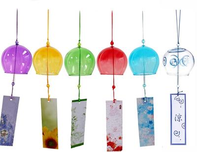 Wind a Summer Glass Wind Handmade Wind Soothing Japanese Stylish and Cool Hanging Wind Set of 6 Pleasant Hanging Roof with Paper Strip Set of Chimes,