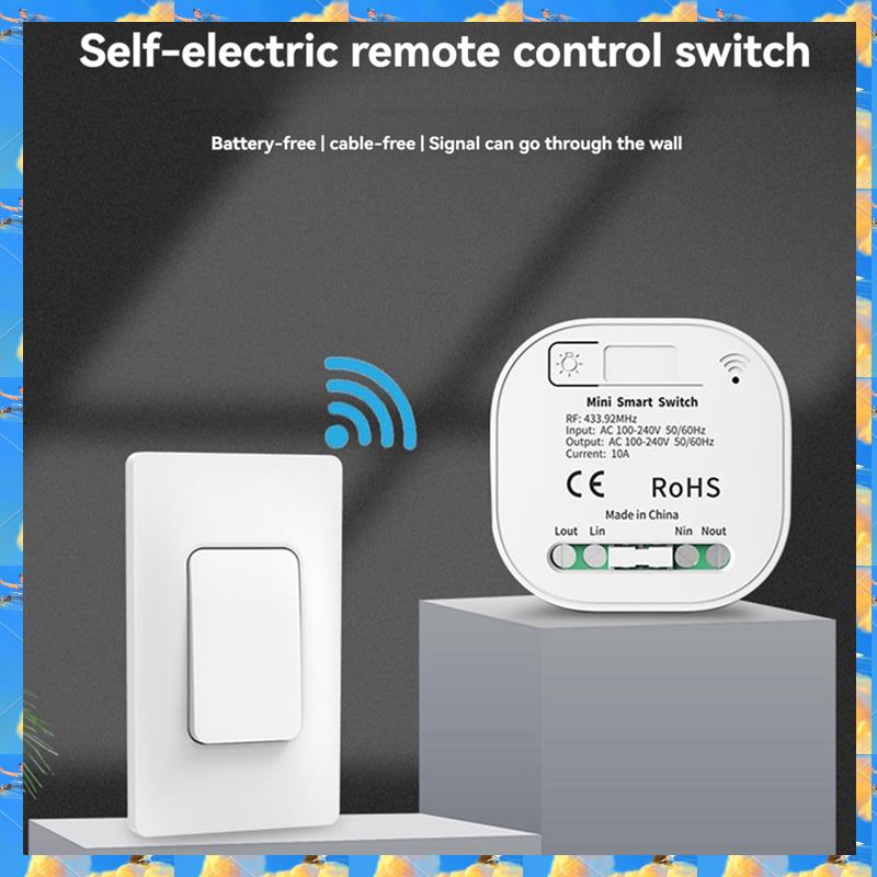 FTS Self Powered Wireless Light Switch And Receiver Kit Remote Control Wall Switch Lighting Fixtures