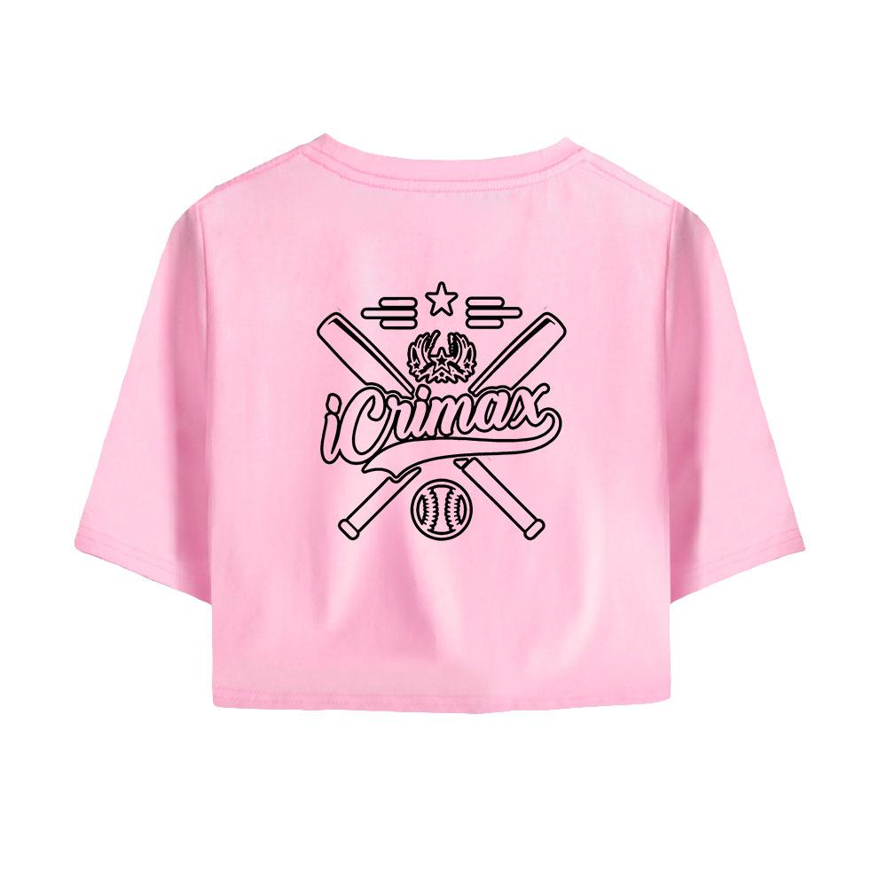 Summer Fashion Women's Sexy Icrimax Letter Print Short Sleeve Crop Top Funny Tee Shirts Hipster O-neck Cool Tops