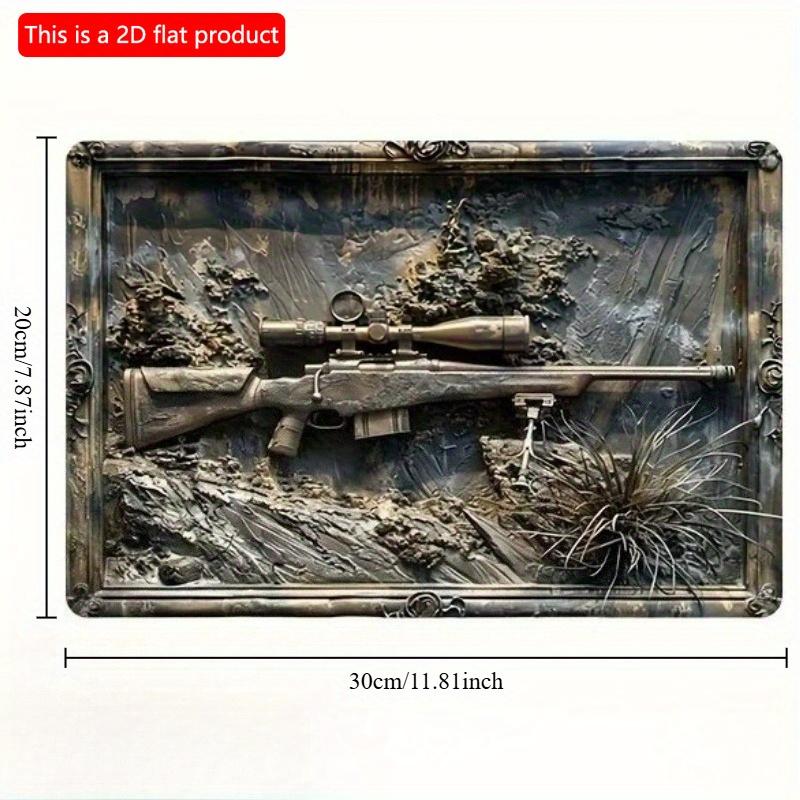 2d Flat 30*20cm, Contemporary Military Sniper Rifle Wooden Decorative Sign and Plaque, Wall Hanging Art for Home, Living Room, Door, Kitchen, Garden