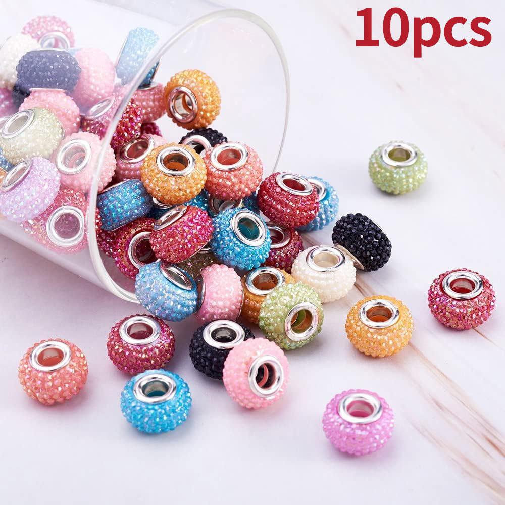 10/20/30pcs Resin European Large Hole Bead AB Color Decorative Bead Spaced Bead Pendant Bracelet Jewelry Making 14x9.5mm