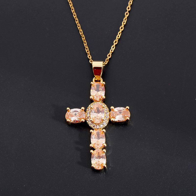 Xiyin Multicolor Zircon Cross Pendant Necklace